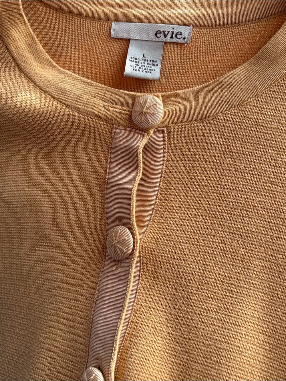 EVIE Golden Mustard Button-Front Scoop Neck Sweater